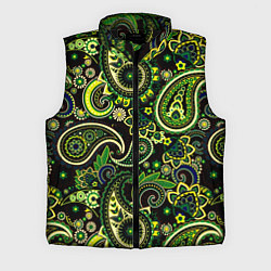 Мужской жилет Ярко зеленые славянские узоры, цвет: 3D-черный