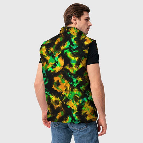 Мужской жилет Абстрактный желто-зеленый узор / 3D-Черный – фото 4