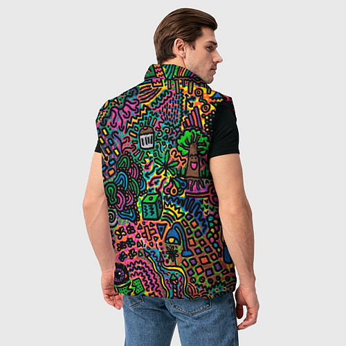 Мужской жилет Кислотные узоры психоделика / 3D-Черный – фото 4
