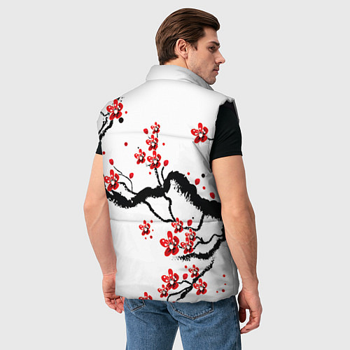 Мужской жилет САКУРА ЦВЕТЁТ И БЛАГАУХАЕТ / 3D-Черный – фото 4