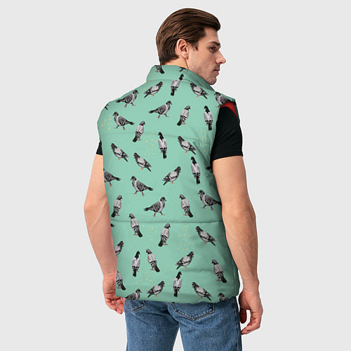 Мужской жилет Голуби на зеленом / 3D-Красный – фото 4