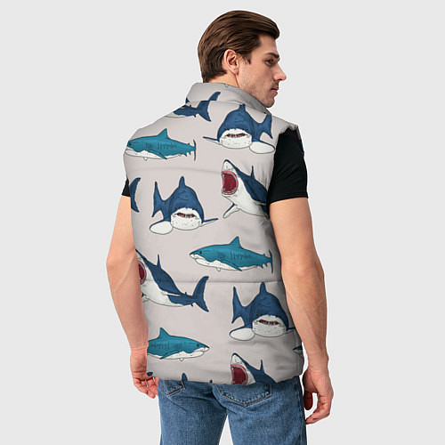 Мужской жилет Кровожадные акулы паттерн / 3D-Черный – фото 4