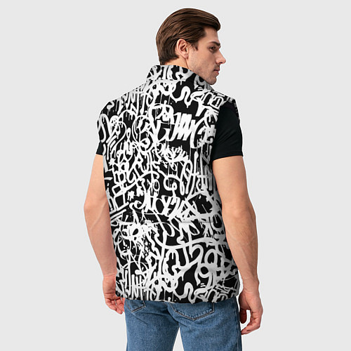 Мужской жилет Graffiti white on black / 3D-Черный – фото 4