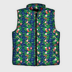 Мужской жилет Новогодние Игрушки на Ёлке, цвет: 3D-красный
