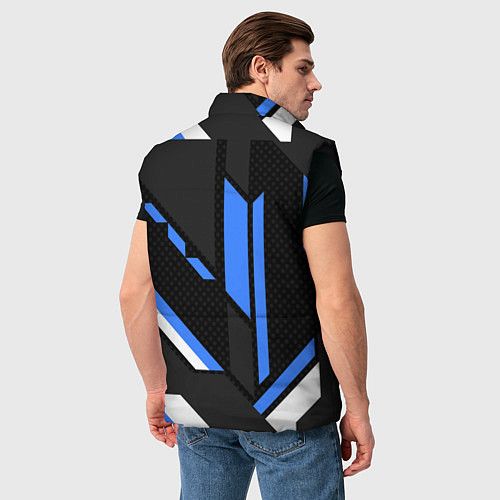 Мужской жилет НИССАН ЛОГО СИНИЯ ГЕОМЕТРИЯ CYBER / 3D-Черный – фото 4