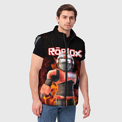 Мужской жилет ROBLOX FIRE РОБЛОКС ОГОНЬ ПОЖАРНЫЙ, цвет: 3D-светло-серый — фото 2