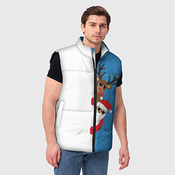 Мужской жилет Крутые Санта и Олень, цвет: 3D-черный — фото 2