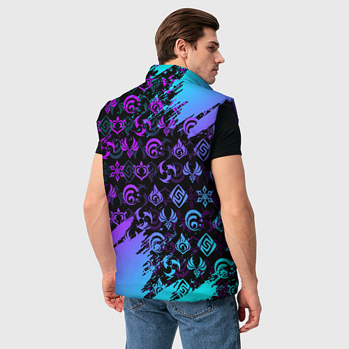 Мужской жилет GENSHIN NEON PATTERN SYMBOL НЕОН ЭМБЛЕМЫ / 3D-Черный – фото 4
