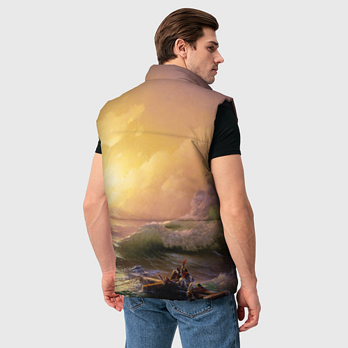 Мужской жилет Шторм в море девятый вал / 3D-Черный – фото 4