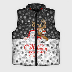 Мужской жилет С Новым Годом дед мороз и олень, цвет: 3D-красный