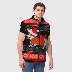 Мужской жилет Новогодний корги Новый Год, цвет: 3D-черный — фото 2