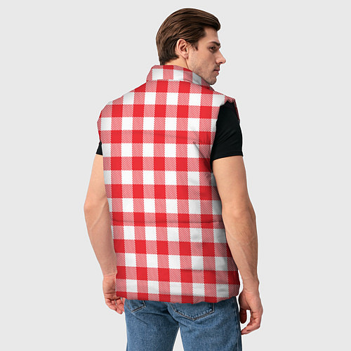 Мужской жилет БЕЛО КРАСНЫЙ НОВОГОДНИЙ УЗОР ПОЛОСЫ / 3D-Черный – фото 4