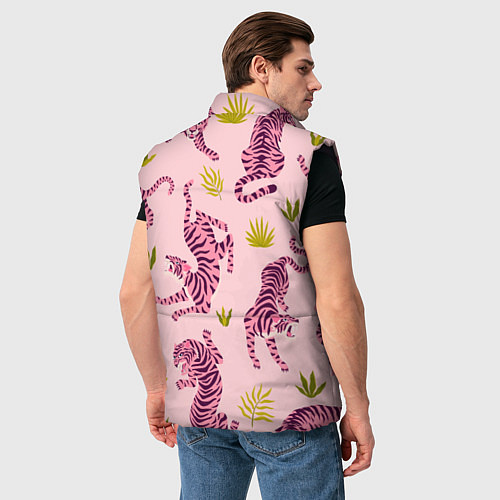 Мужской жилет Розовые тигры паттерн / 3D-Черный – фото 4