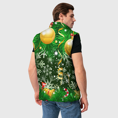 Мужской жилет Новогоднее Настроение Елка / 3D-Черный – фото 4