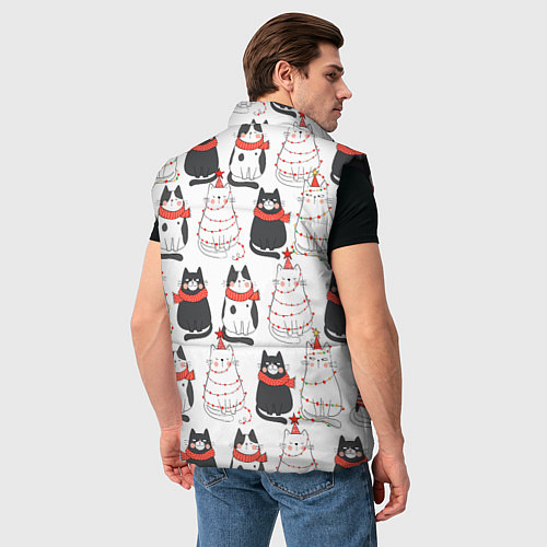 Мужской жилет НОВОГОДНИЕ КОТИКИ 2022 / 3D-Черный – фото 4