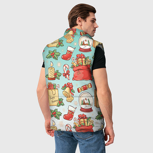 Мужской жилет Рождественский узорный принт / 3D-Светло-серый – фото 4