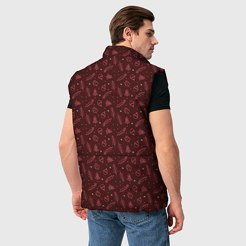 Мужской жилет НОВОГОДНИЙ БОРДОВЫЙ ПАТТЕРН / 3D-Черный – фото 4