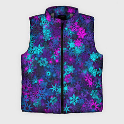 Мужской жилет Неоновые снежинки, цвет: 3D-светло-серый