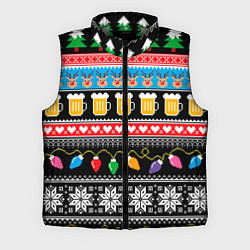 Мужской жилет Новогодний пивной узор, цвет: 3D-светло-серый