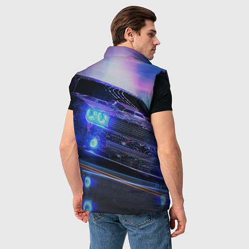 Мужской жилет Авто в неоне / 3D-Черный – фото 4