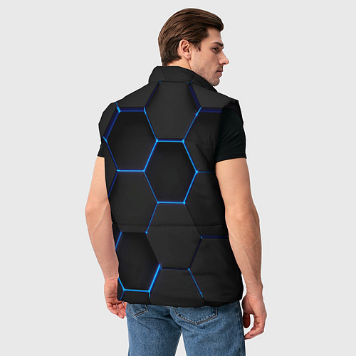Мужской жилет BMW blue neon theme / 3D-Черный – фото 4