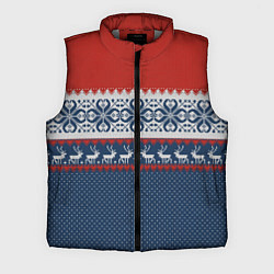 Мужской жилет НОВОГОДНИЙ УЗОР С ОЛЕНЯМИ, цвет: 3D-светло-серый
