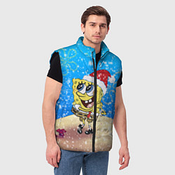 Мужской жилет НОВОГОДНИЙ ГУБКА БОБ КВАДРАТНЫЕ ШТАНЫ, цвет: 3D-черный — фото 2