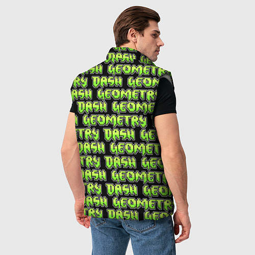 Мужской жилет Geometry Dash: Green Pattern Logo / 3D-Светло-серый – фото 4