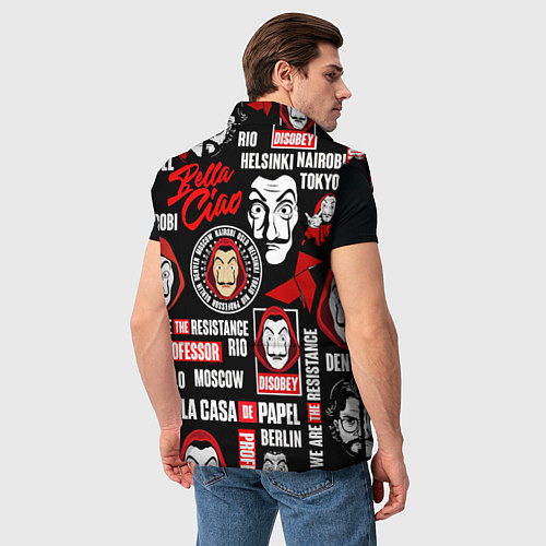 Мужской жилет БУМАЖНЫЙ ДОМ ЛОГОБОМБИНГ LA CASA DE PAPEL / 3D-Черный – фото 4