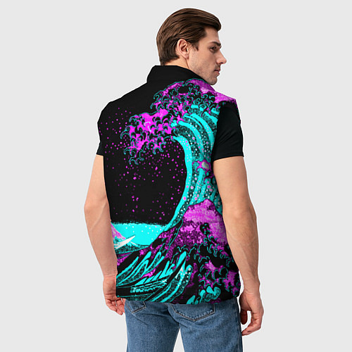 Мужской жилет НЕОНОВАЯ ЯПОНИЯ, ВОЛНА, ФУДЗИЯМА NEON JAPAN / 3D-Черный – фото 4