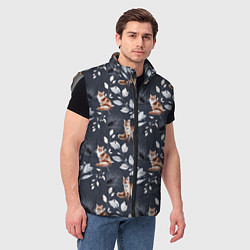 Мужской жилет Зимние лисички Акварельный рисунок узор, цвет: 3D-светло-серый — фото 2