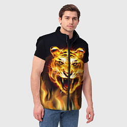 Мужской жилет Тигр В Пламени, цвет: 3D-черный — фото 2