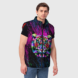 Мужской жилет Тигр Красочный 2022, цвет: 3D-красный — фото 2