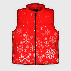 Мужской жилет Летящие снежинки, цвет: 3D-красный