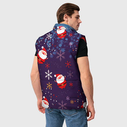 Мужской жилет Дед Мороз в снежинках / 3D-Красный – фото 4