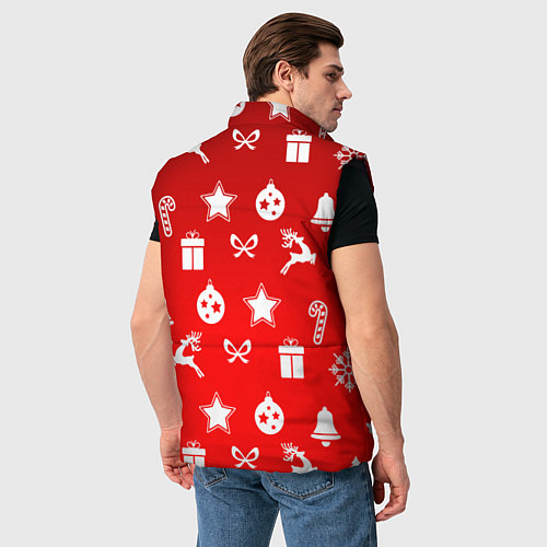 Мужской жилет Новогодний узор красный градиент / 3D-Черный – фото 4