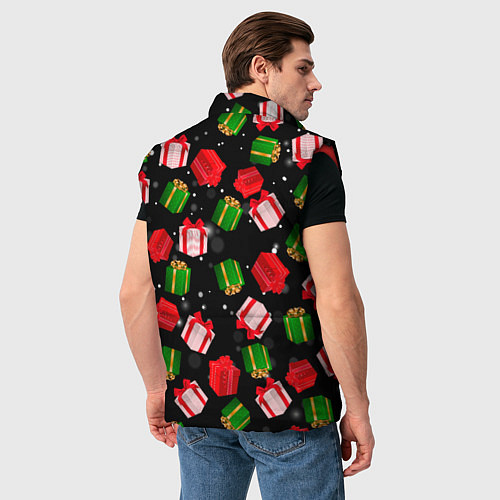 Мужской жилет Новогодние паттерн подарков / 3D-Красный – фото 4
