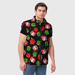 Мужской жилет Новогодние паттерн подарков, цвет: 3D-красный — фото 2