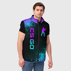 Мужской жилет CS GO NEON SYMBOL STYLE SKIN КС ГО НЕОН, цвет: 3D-черный — фото 2
