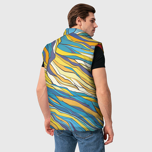 Мужской жилет Красивые абстрактные волны / 3D-Красный – фото 4
