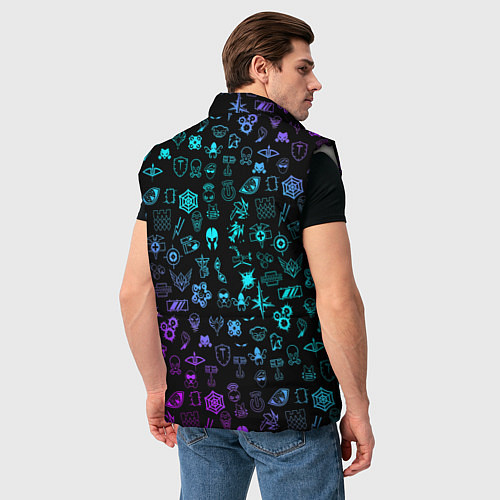 Мужской жилет RAINBOW SIX SIEGE NEON PATTERN SYMBOL / 3D-Светло-серый – фото 4