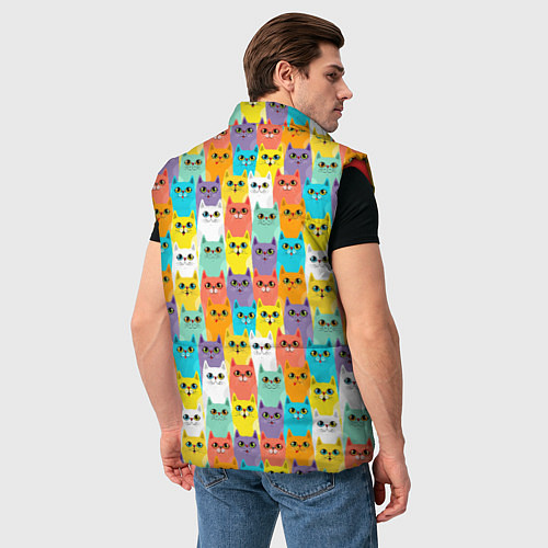 Мужской жилет Разноцветные Мультяшные Котики / 3D-Красный – фото 4