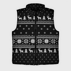 Мужской жилет ЧЁРНЫЙ НОВОГОДНИЙ СВИТЕР С ОЛЕНЯМИ 2022, цвет: 3D-черный