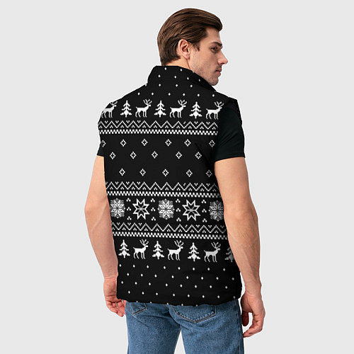 Мужской жилет ЧЁРНЫЙ НОВОГОДНИЙ СВИТЕР С ОЛЕНЯМИ 2022 / 3D-Черный – фото 4