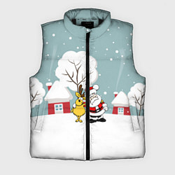 Мужской жилет Деревенский Новый Год Дед Мороз и Олень, цвет: 3D-черный