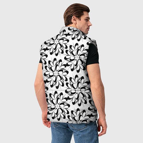 Мужской жилет Чёрные цветы на белом / 3D-Светло-серый – фото 4