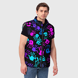 Мужской жилет Следы неоновых рук, цвет: 3D-светло-серый — фото 2
