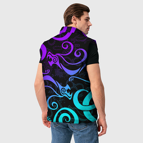 Мужской жилет НЕОНОВОЕ ТАТУ ДРАКЕНА УЗОР / 3D-Черный – фото 4