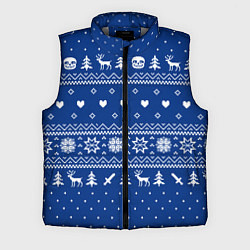Мужской жилет НОВОГОДНИЙ СВИТЕР UNDERTALE SANS СИНИЙ, цвет: 3D-светло-серый