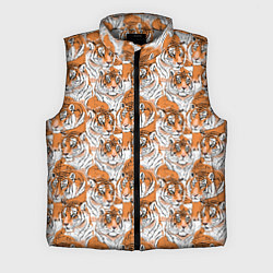 Мужской жилет Тигры рисованный стиль, цвет: 3D-светло-серый